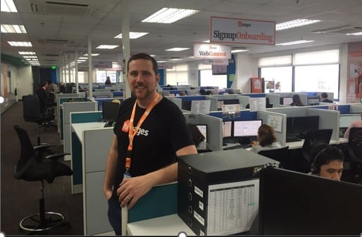 Stephen Keighery at the hipages office during his early career as a startup founder in Australia