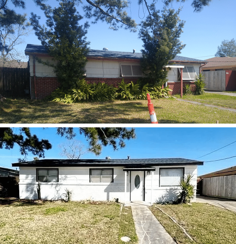 Before and After of Renovation project on Longfellow Dr New Orleans